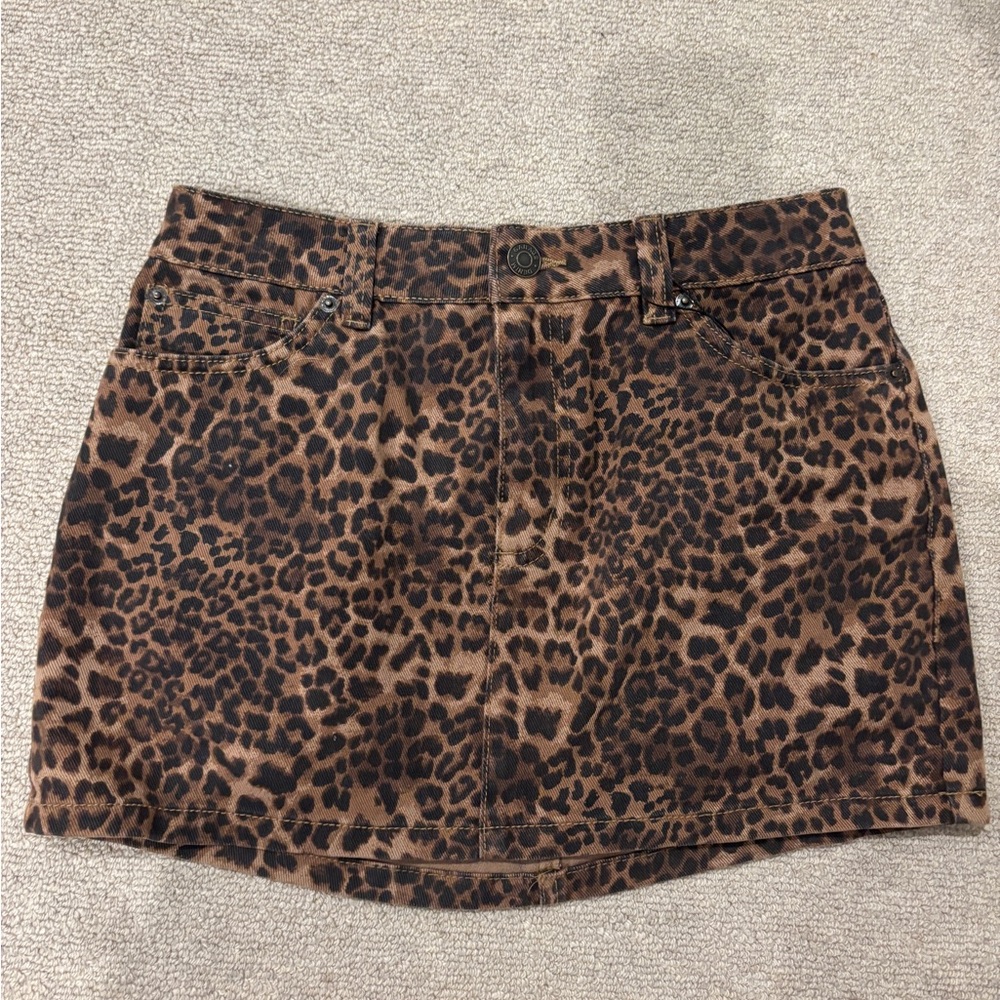 Garage Brown Leopard Mini Skirt